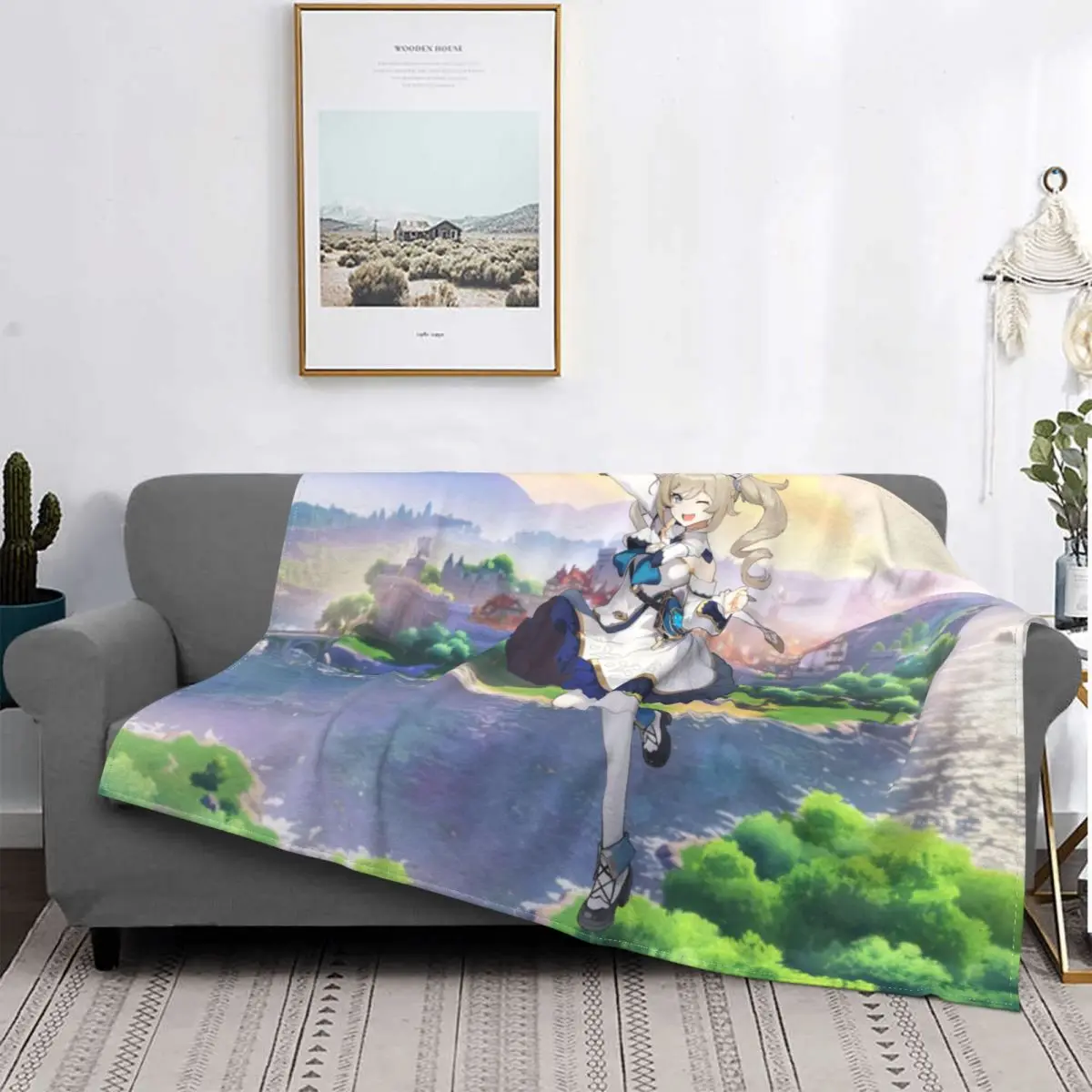 

Upetstory Genshin Impact Barbara Blanket Fleece Acg Anime Cute Soft Throw Blankets for Car Sofa Couch Bed Rug