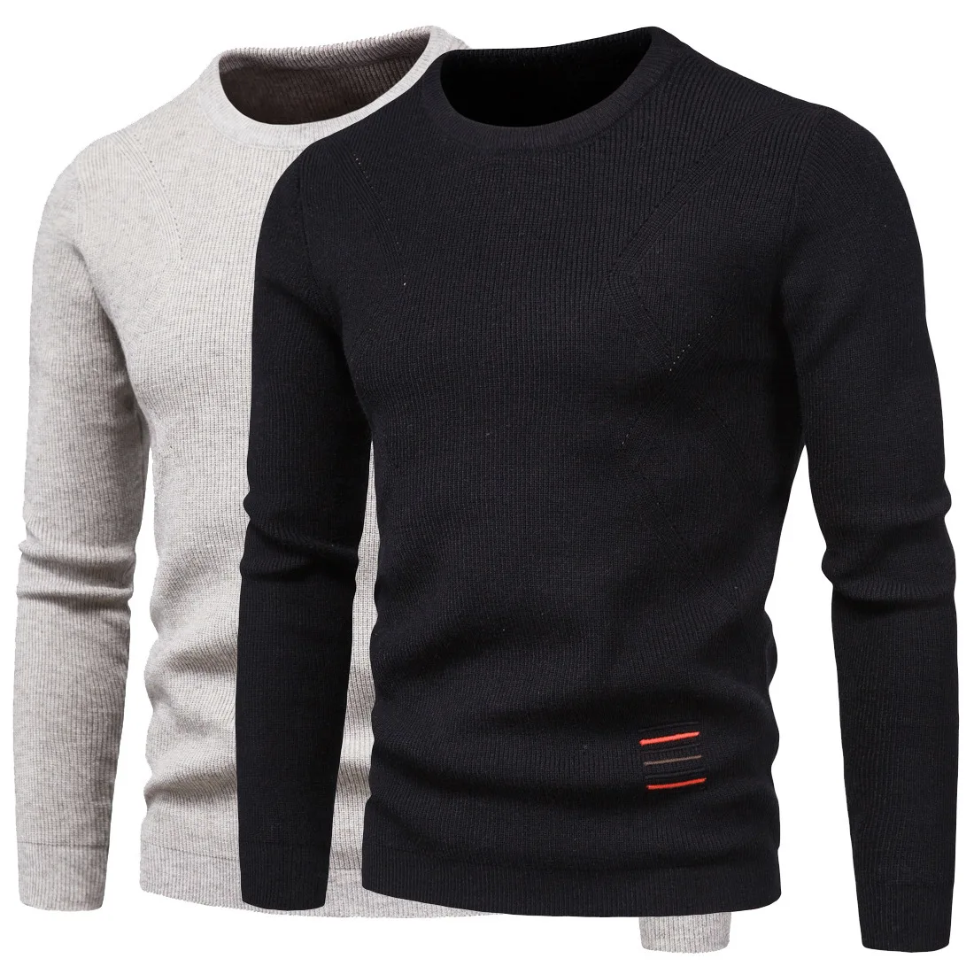 

Sweater Men 2020 Winter New High Quality Men's Solid-color Crew-neck Leggings Slim-fit Warm Long-sleeved Men's Sweaters