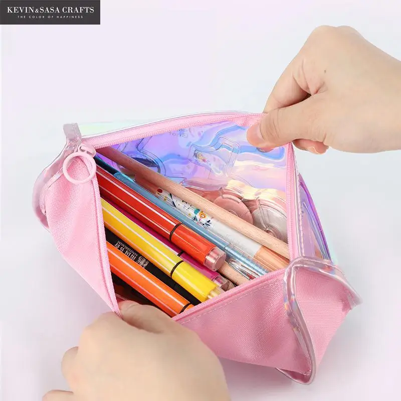 Блестящий переливающийся лазерный чехол для карандашей большой емкости