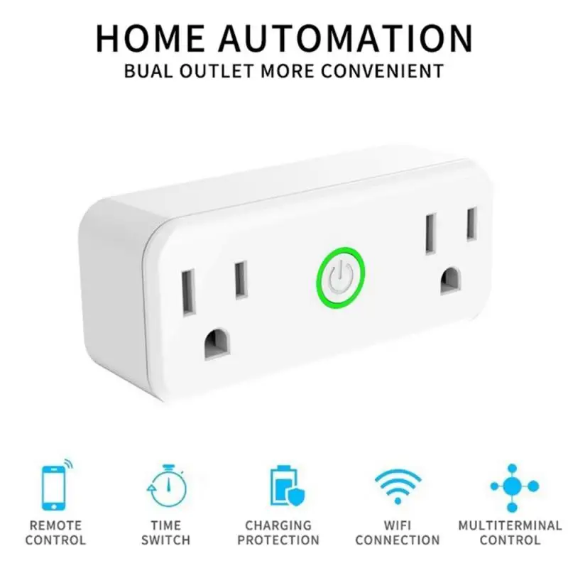 

Smart Power Socket Wifi Timing Socket Remote Control Double Socket US Plug For Alexa Google Home APP Timing Control Switch