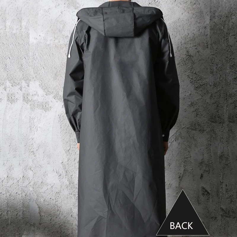 

Black Fashion Adult Waterproof Long Raincoat Women Men Rain coat Hooded For Outdoor Hiking Travel Fishing Climbing Thickened