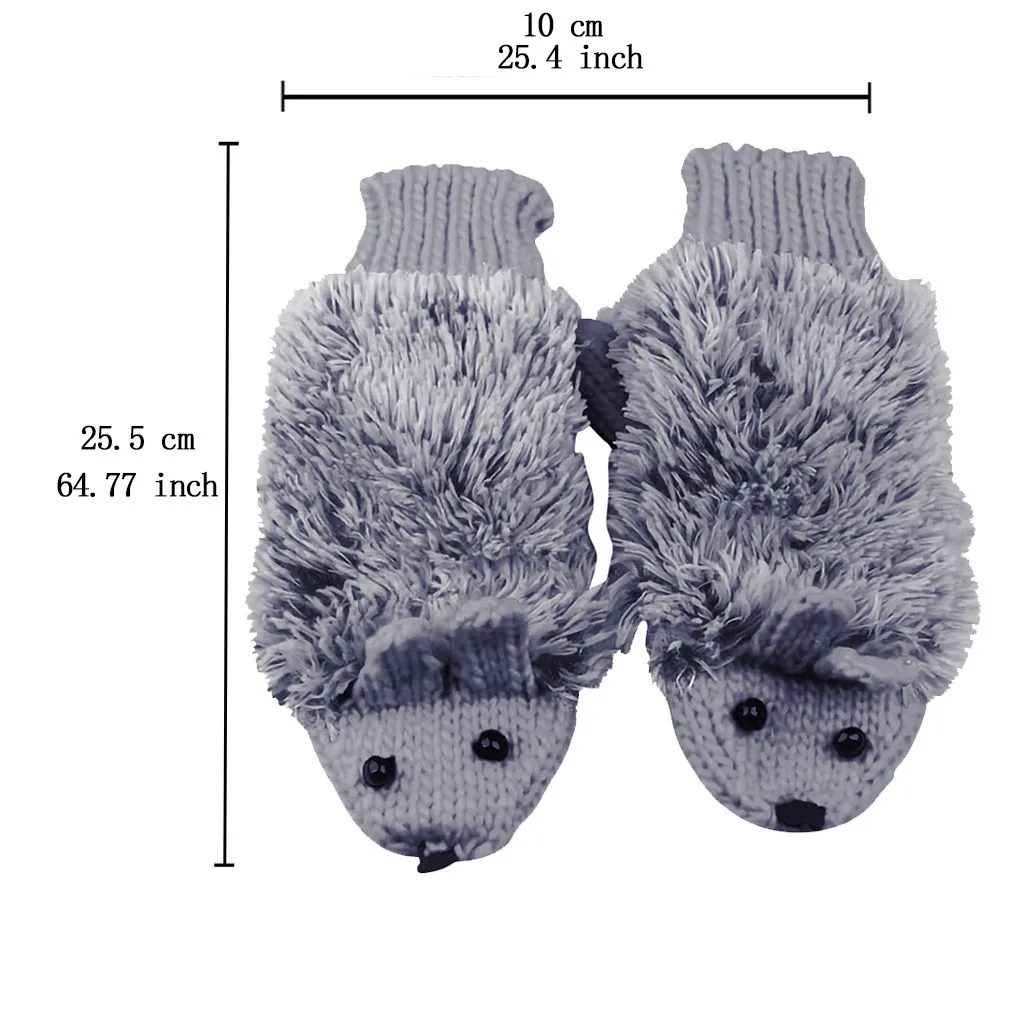 

Women Cartoon Hedgehog Gloves Cashmere Double Layer Thermal Insulation Glove Autumn Winter Female Skiing Touch Screen Mittens