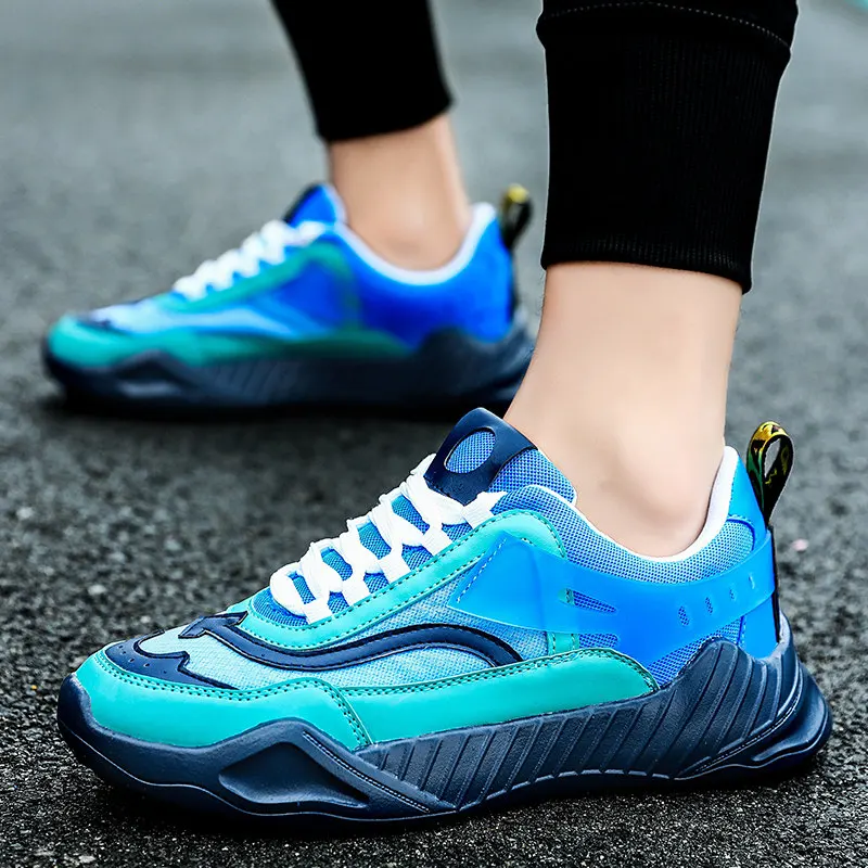 

2021 Men's Casual Sneakers Fashion Blue Men Harajuku Shoes Casual Outdoor Low-cut Breathable Mesh Chunky Designer Sneakers Men
