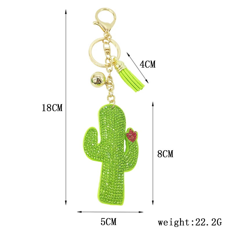 

Foreign trade explosion models South Korea velvet rhinestone cactus keychain pendant DIY plant fringed bag accessories