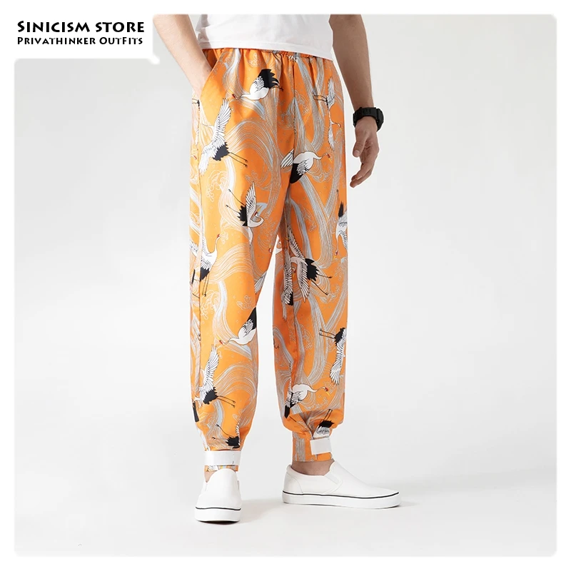 Sinicism Store мужские осенние штаны с принтом в китайском стиле, мужские винтажные шаровары большого размера, мужские высококачественные свободные брюки