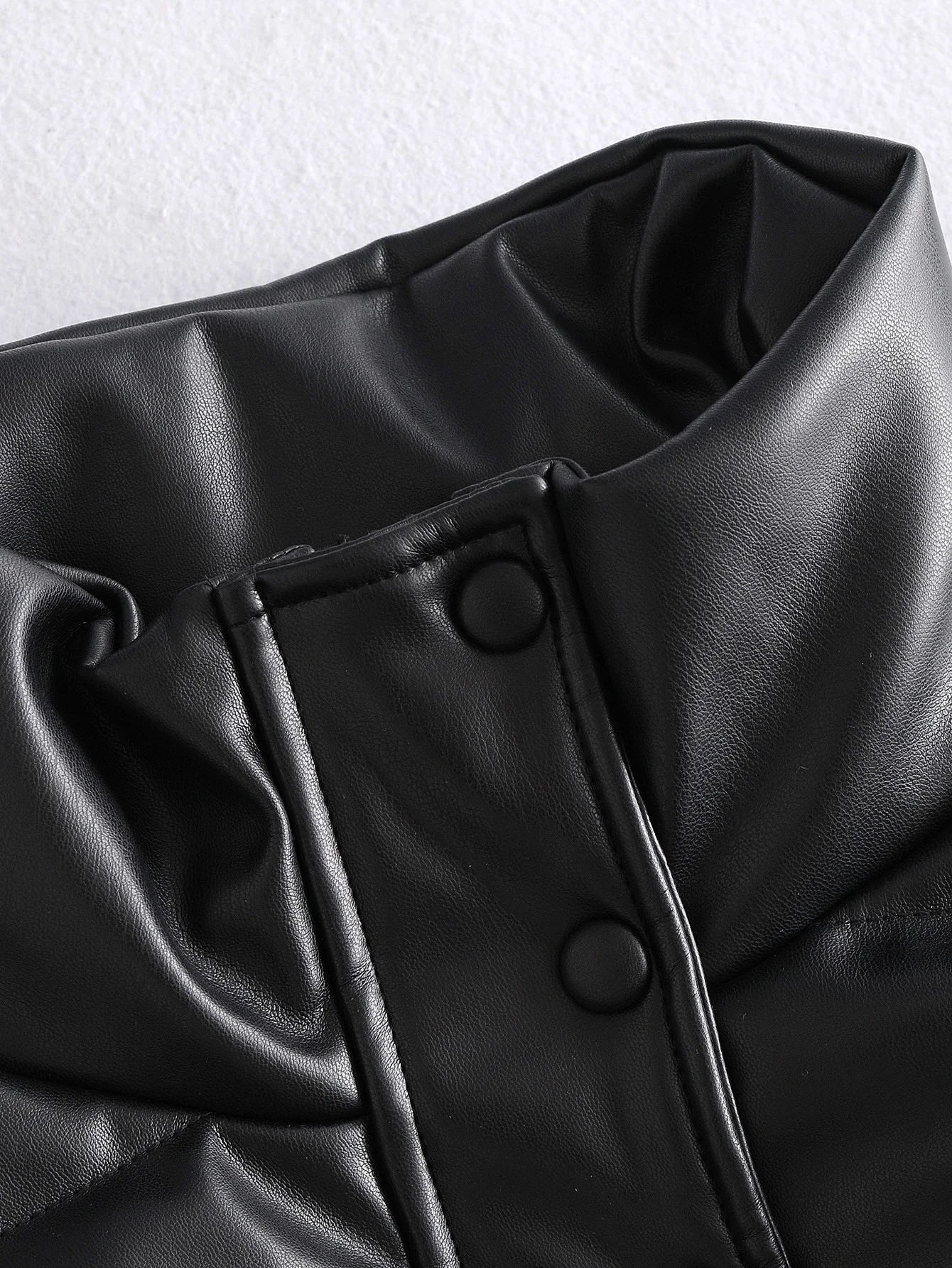 

Women Padded PU Coat Punk Streetwear Parka Jacket Warm Croped Long Sleeve Girls Outwear Zoravicky Motorcycle Black Short Jacket