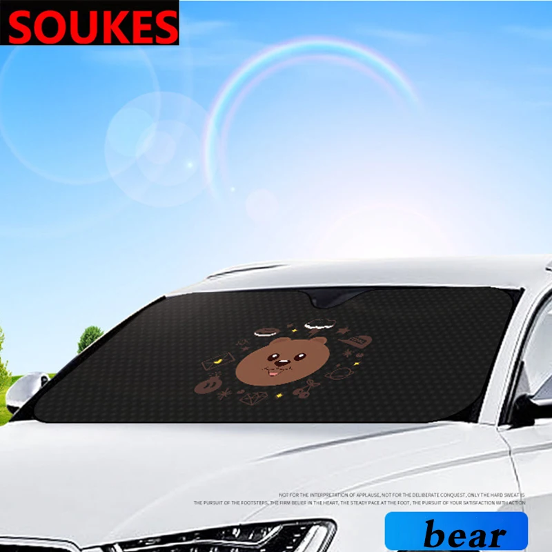 Cartoon Eyes Car Windshield Sunshade Cover For Seat Leon Lbiza Skoda Octavia a5 A7 2 Rapid Kodiaq Hyundai Accent Solaris | Автомобили и