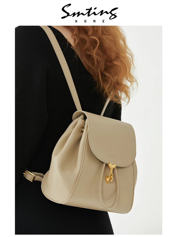 Кожаный рюкзак женский новый летний модный универсальная нишевая сумка через