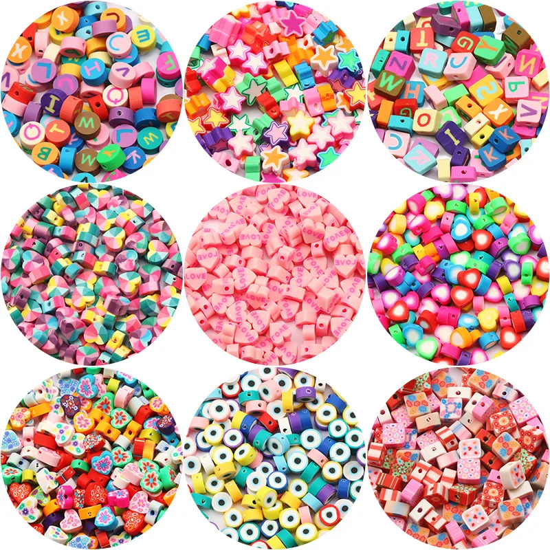 50 шт. круг/Сердце/фрукты мягкая глина бусины с большим отверстием полимерный Spacer