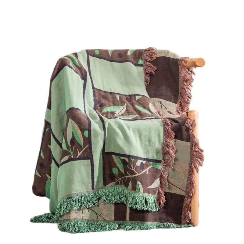 

Washed Cotton Gauze Blanket With Tassel Flower AB Side Throw Bed Chair Sofa Decor Cover Bedspread 200*230cm Full Home Textile
