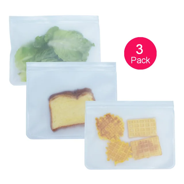 3 Extra large Силиконовая сумка для хранения еды, многоразовая сумка-морозильник Ziplock, герметичный кухонный органайзер для фруктов, одобрено FDA, BPA бесплатно - Цвет: 3 Extra large