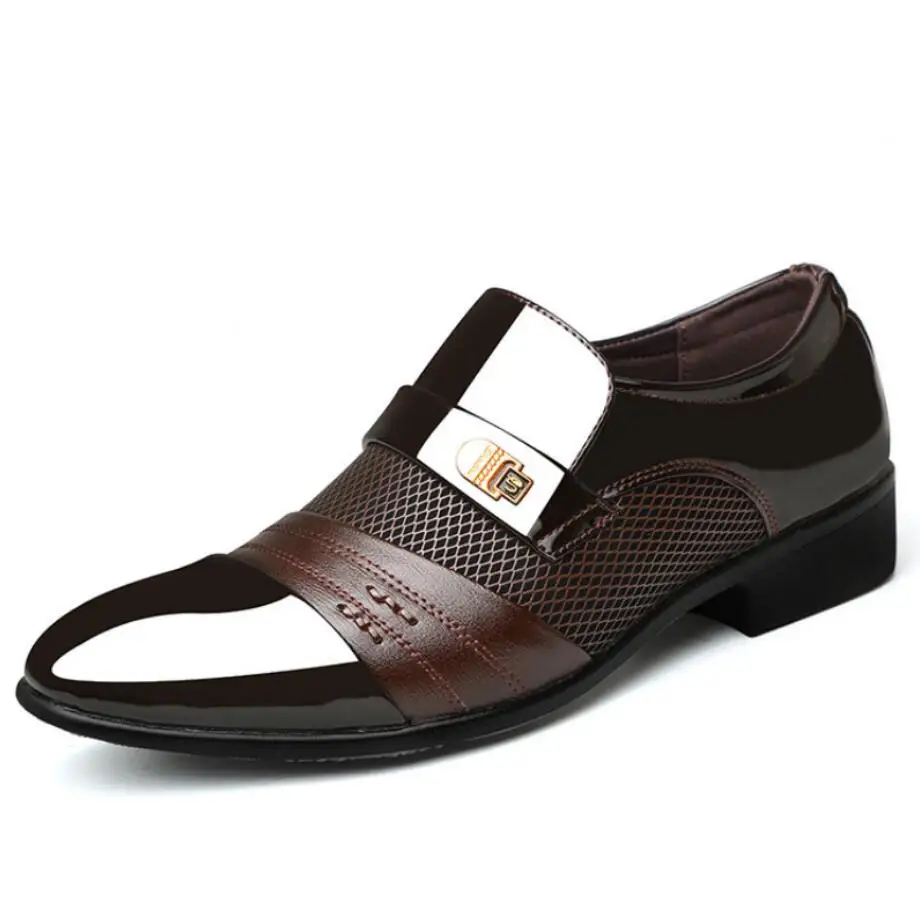 Мужские классические кожаные туфли в итальянском стиле с острым носком большие