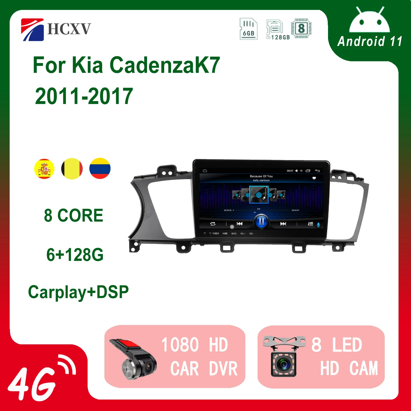 

HCXV Car Radio Android Player For Kia Cadenza K7 Car Stereo Carplay Intelligent System DVD Multimedia GPS Navigation Speakers