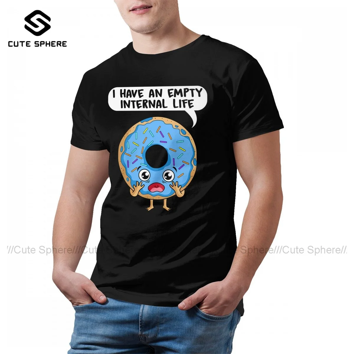 

Donut Tshirt Casual 100 Cotton Short-Sleeve T Shirt Printed Streetwear T-Shirt Man Oversized