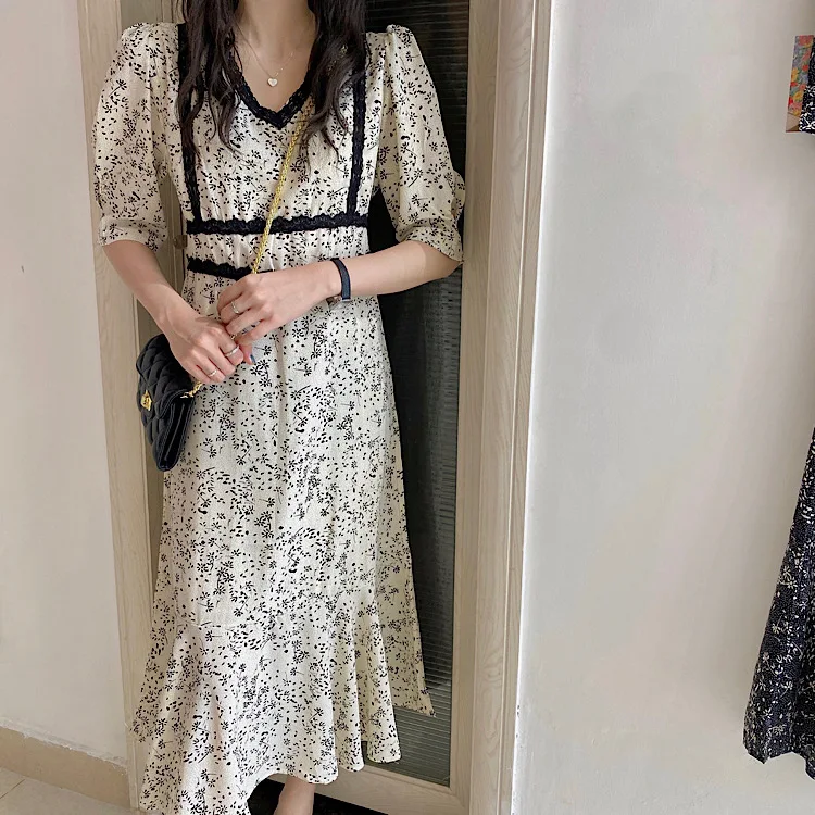 

2021 Plus Size Floral Print Summer Dress Evening Long Vintage Dresses Oversize Short Sleeve Beach Women Dress Robe Vestido Prom