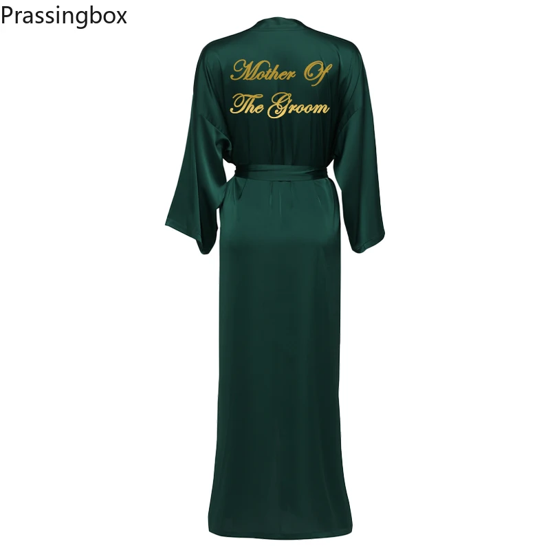 Silk Satin Long  Robes Long Sleeve Dark Green Custom Bridesmaid Robes Bride Robe Women Long Wedding Bathrobe and Homewear