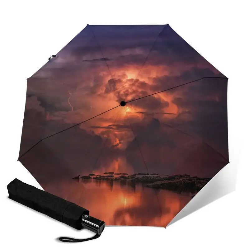 Снаружи складной зонт молния пользовательская картина печать зонтик дождливые