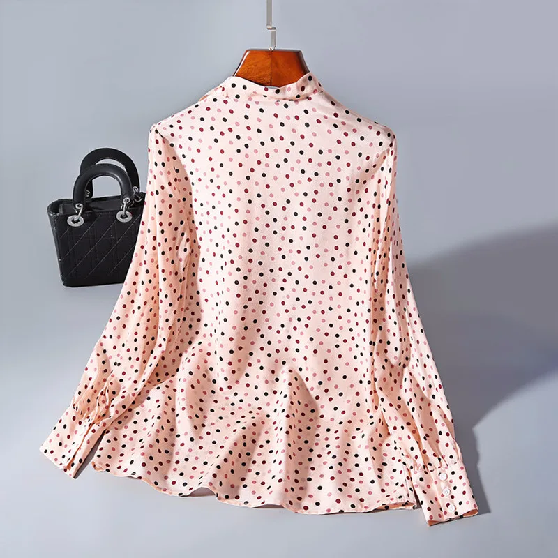 100% натуральная шелковая блузка женская рубашка с длинным рукавом Блузка в