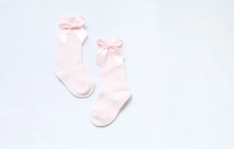 

2021 Kids Socks Toddlers Girls Big Bow Knee High Long Soft Cotton Lace baby kniekousen meisje frilly socks