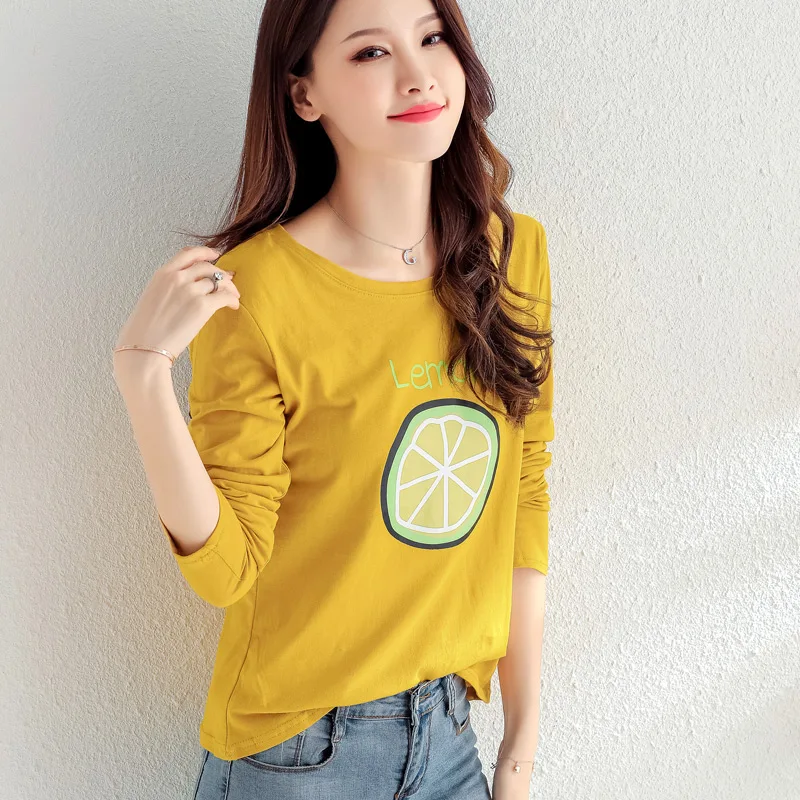 Осенняя и зимняя женская футболка с длинными рукавами новинка 2019 модная джемпер