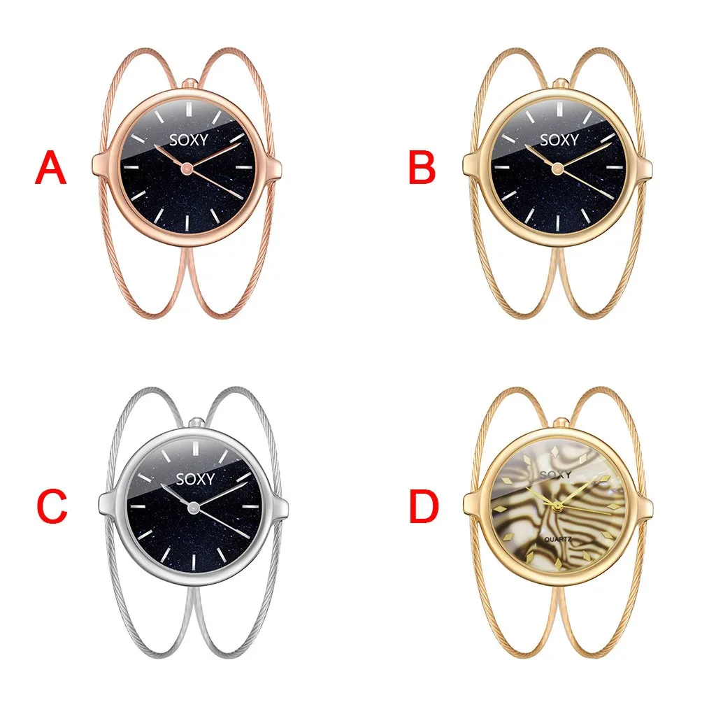 Часы наручные Soxy женские с браслетом из стальной проволоки модные круглые