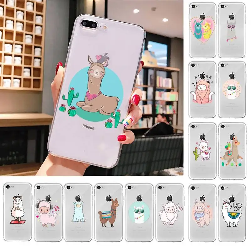 

Kawaii Cute Llama Alpaca Phone Case For iPhone X XS MAX 6 6s 7 7plus 8 8Plus 5 5S SE 2020 XR 11 11pro max Clear funda Cover