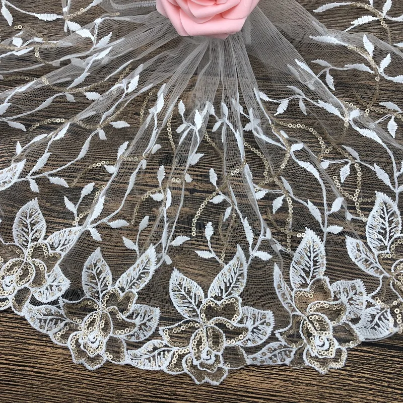 2 ярда кружевная вышивка блестки ткань 25 см сделай сам аксессуары для одежды
