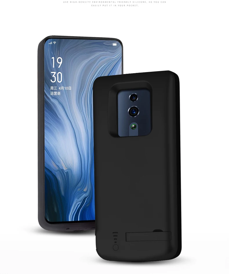 6000 мАч Внешний аккумулятор чехол для OPPO Reno Z ударопрочный аккумулятор зарядное устройство чехол Внешняя резервная зарядка подставка задняя крышка с USB