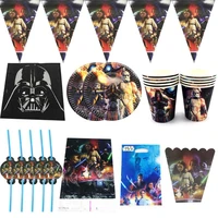 83pcslot star wars theme popcorn boxes banner tablecloth napkins birthday party loot bags straws plates cups decorate flags