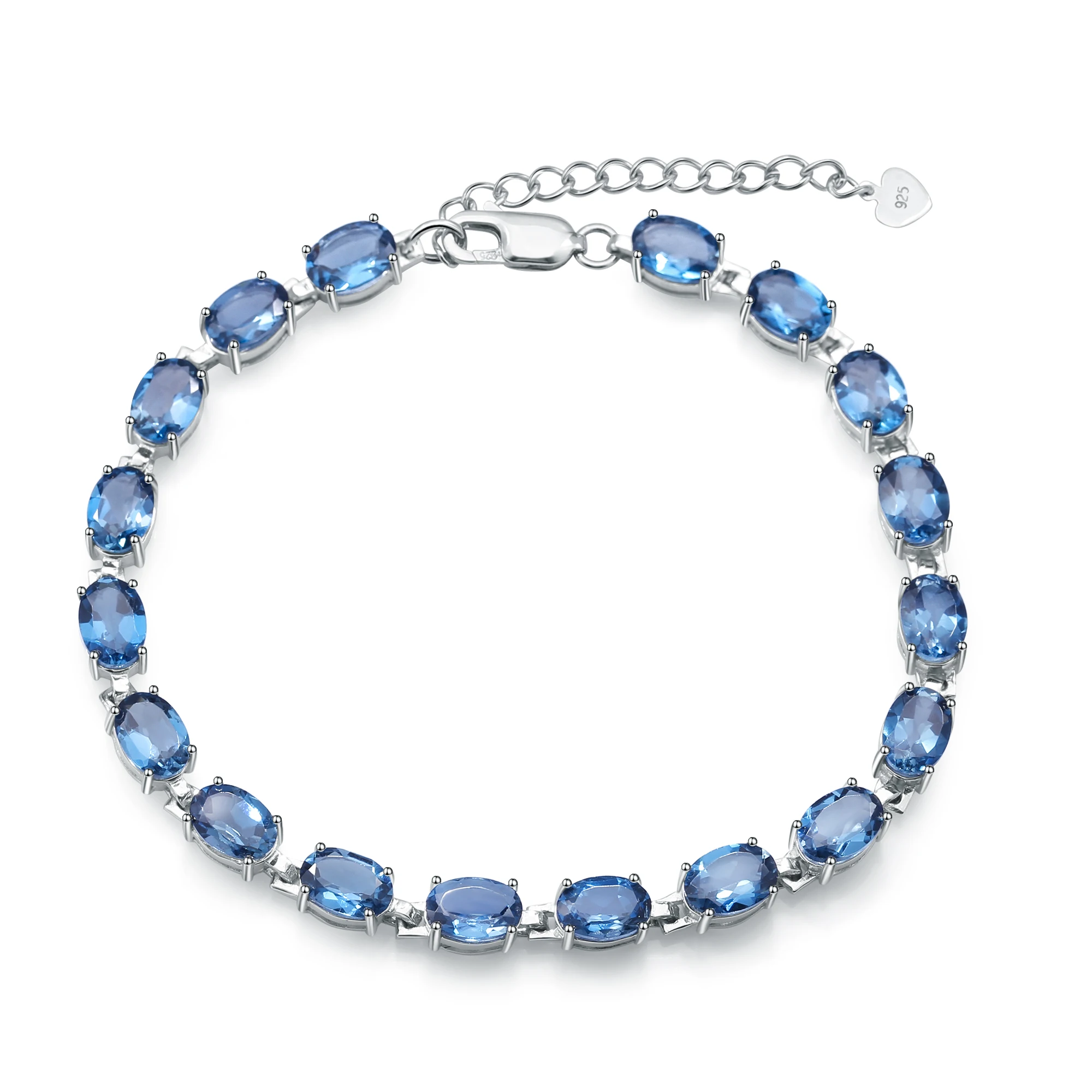 Женский браслет с голубым топазом 19Ct из серебра 925 пробы|Гибкие и жесткие