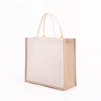 jute bag women cotton shopper bag cloth handle shopping handbags recycling eco tote large capacity women bags white color