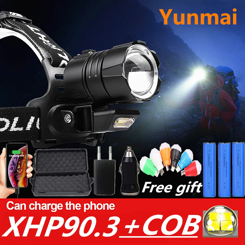 

Новый мощный светодиодный налобный фонарь 700000LM XHP90.3 18650 XHP90, светодиодный налобный фонарь, Перезаряжаемый USB налобный светильник онарик, Нал...
