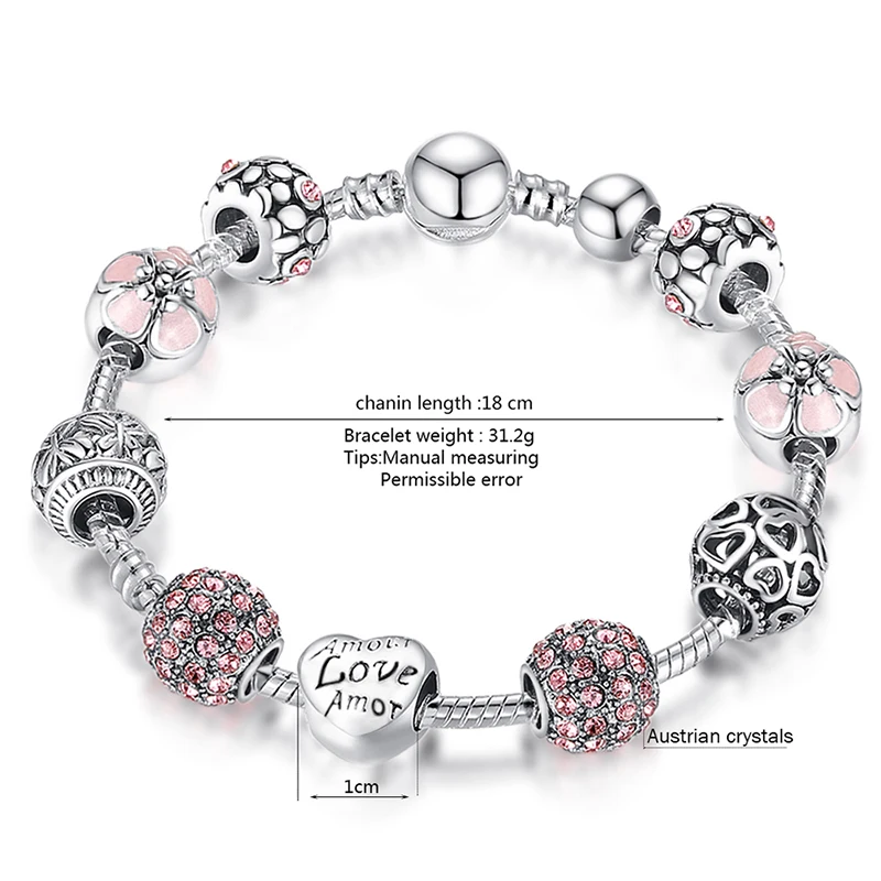 jinzeyi European and American women's bracelets fashion letter love-heart bracelet DIY handmade beaded bangles jewelry direct