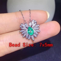 1pc natural emerald stone necklace clavicle chain noble and elegant full clean body flash 925 silver inlaid gifts for women
