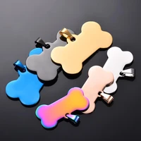 5pcs stainless steel bone shape dog id dog cat tags collar accessories pet id tag jewelry 6 colors