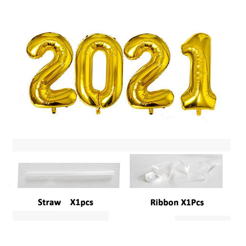 

2021 Foil Balloons Happy New Year Photo Booth Frame Props 2020 Christmas Decorations Banner Garland Glasses Gift Gold Supplies
