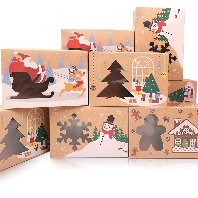 

Christmas Cookie Boxes with Clear Window, Xmas Gift Boxes Baking Boxes, Bakery Boxes for Christmas Gift Giving