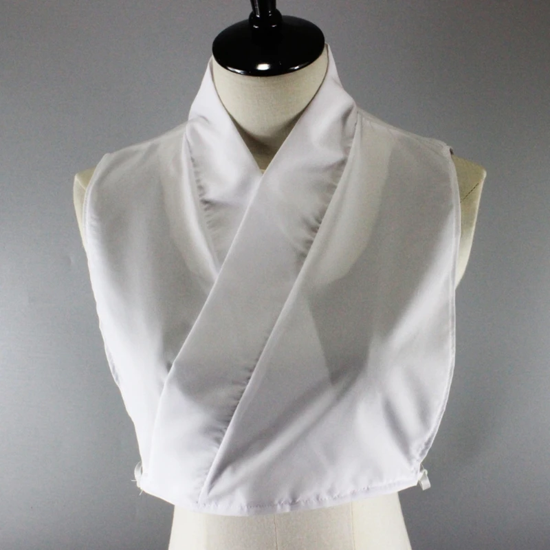 

Womens Vintage Chinese Style Hanfu Costume Half Shirt Crop Top Cross Wrap Deep V-Neck White Fake Collar Decorative Detachable Di