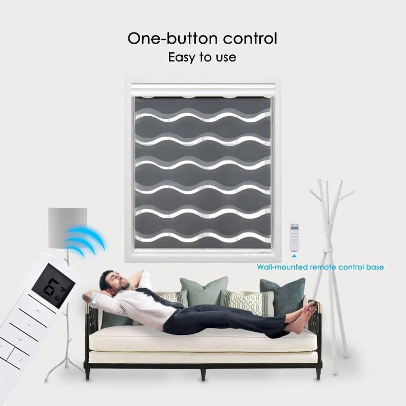 Умные моторизованные жалюзи модные волнистые тканевые 50% ~ 85% затемняющие зебры с