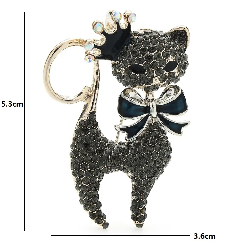 

Wuli&baby Rhinestone Crown Cat Brooches Women Men Enamel Pet Animal Party Casual Brooch Pins Gifts