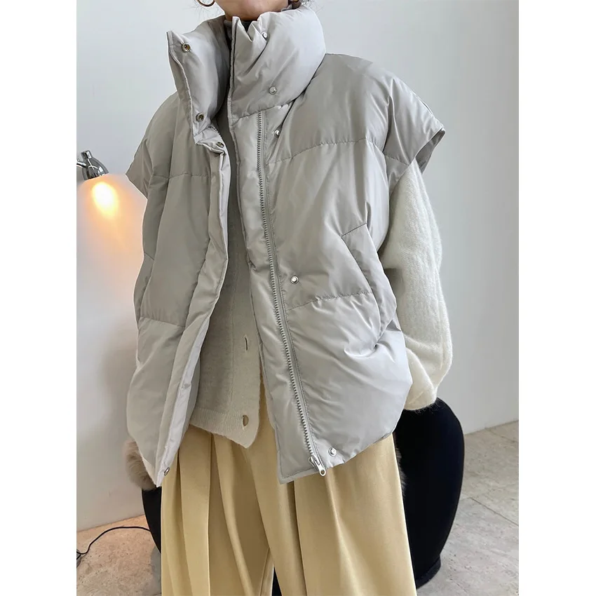 

Новинка зимний стильный модный стильный теплый повседневный свободный Приталенный жилет оттенка ERA 90 на утином пуху в стиле блогера Y2K