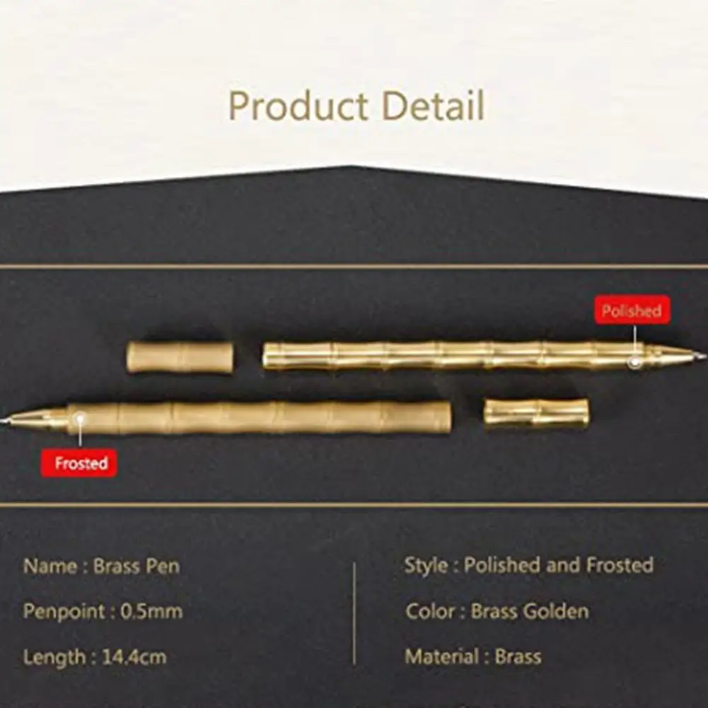 

Brass Hand Pen Bamboo Section Removable Manual Brass Collection Gifts Classic Style Connection Carefully Polished Rollerball Pen
