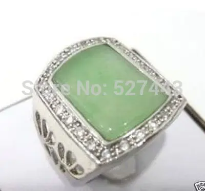 Atacado SHIPP &gt delicado novo verde esmeralda Jade prata anel de cristal homens tamanho 9 5.24 rings | Украшения и аксессуары