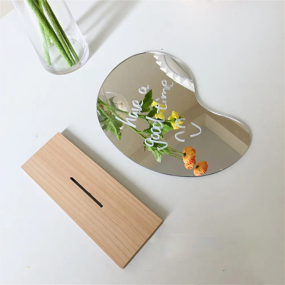 Makeup Mirror Table KOREAN Style Desktop Wood Base Beauty Decorative | Mirrors