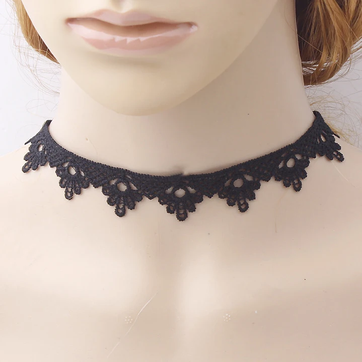 Ожерелье-чокер женское черное кружевное кожаное бархатное чокер в готическом