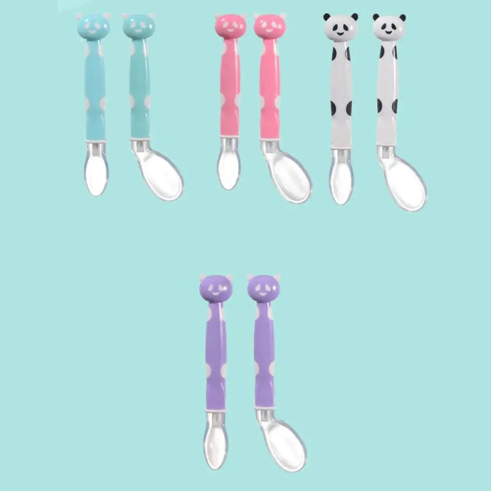 

2 шт., силиконовая ложка для кормления ребенка, с мультяшным медведем