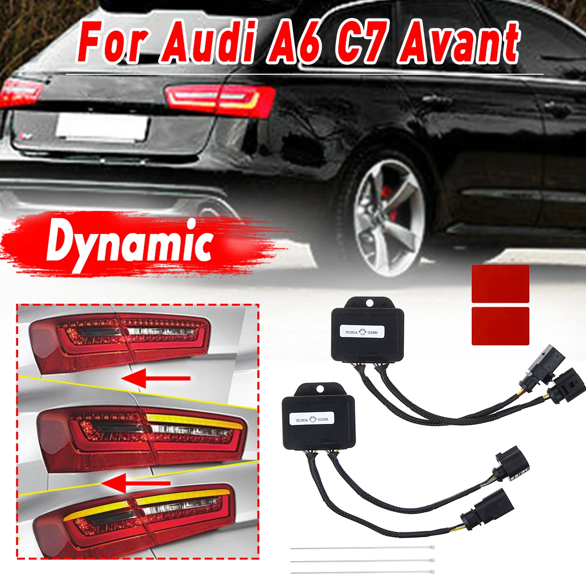 

1Pair Modified LED Taillights Water Marquee Line Group Module Semi Dynamic Blinker Controller For Audi A6 C7 Avant 4G 2012-2014