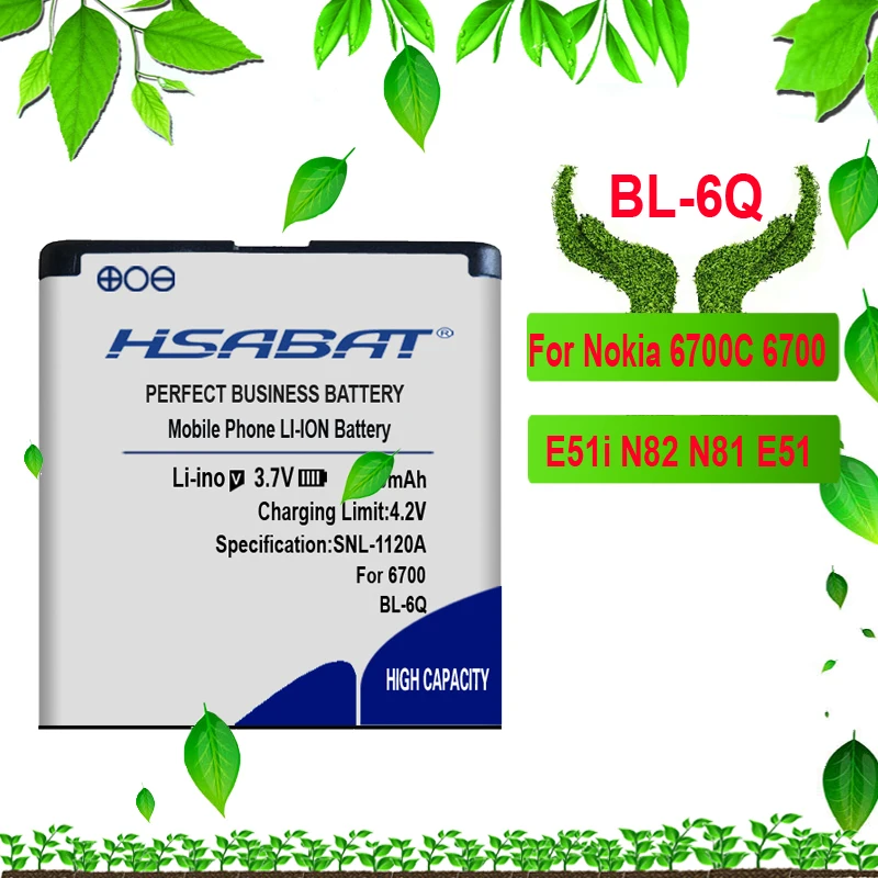 HSABAT Батарея для Nokia BL-4B BL-4D BL-4C BL-4CT BL-4U BL-5B BL-5BT BL-5C BL-5CT BL-5J BP-5M BP-6X BL-6Q BLC-2 BLD-3 BLB-2