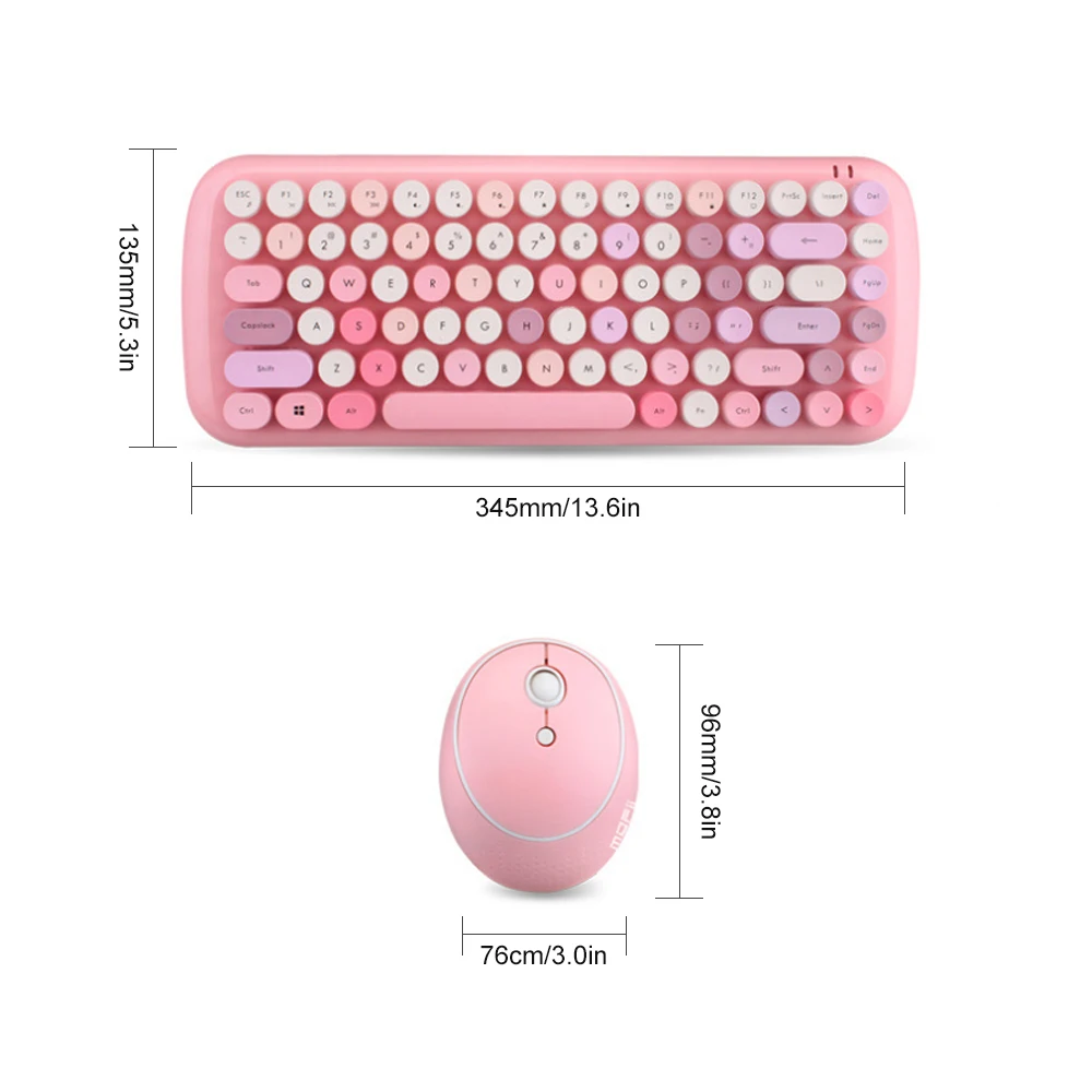 2 4G Беспроводной Клавиатура Набор разные яркие цвета круглые клавиши клавиатуры