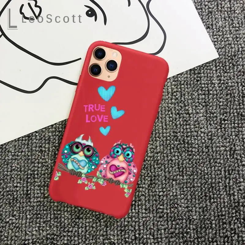 

Animal Owl art cool cute Phone Case Candy Color for iPhone 11 12 mini pro XS MAX 8 7 6 6S Plus X 5S SE 2020 XR